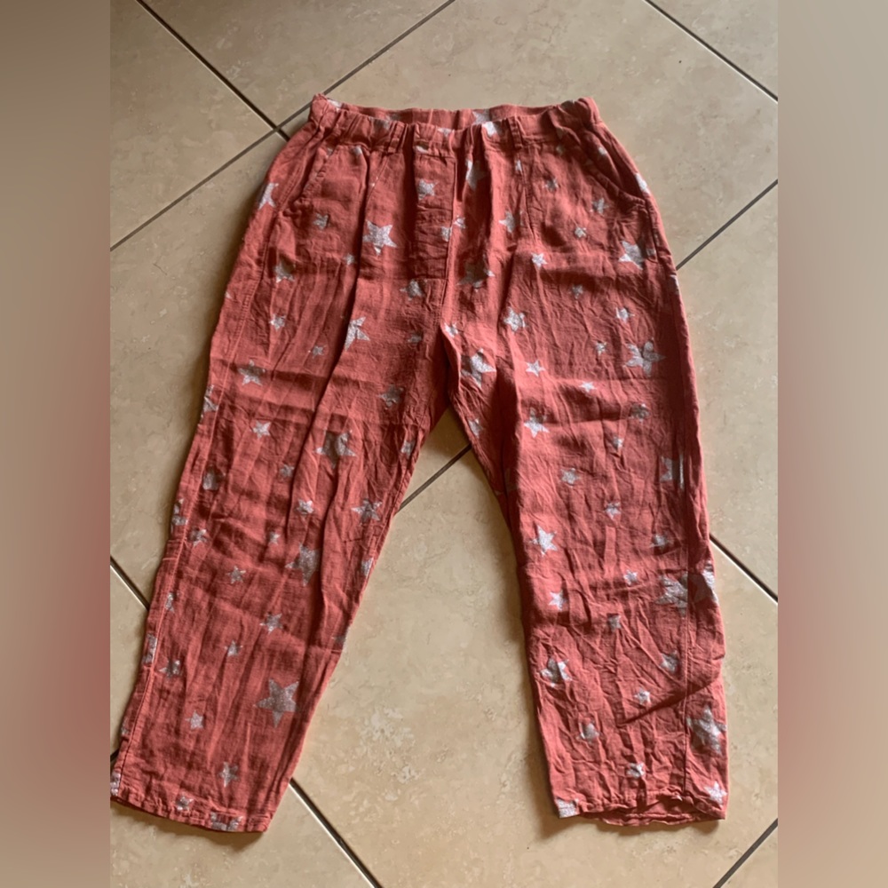 Pink linen pants 100% Italian pants